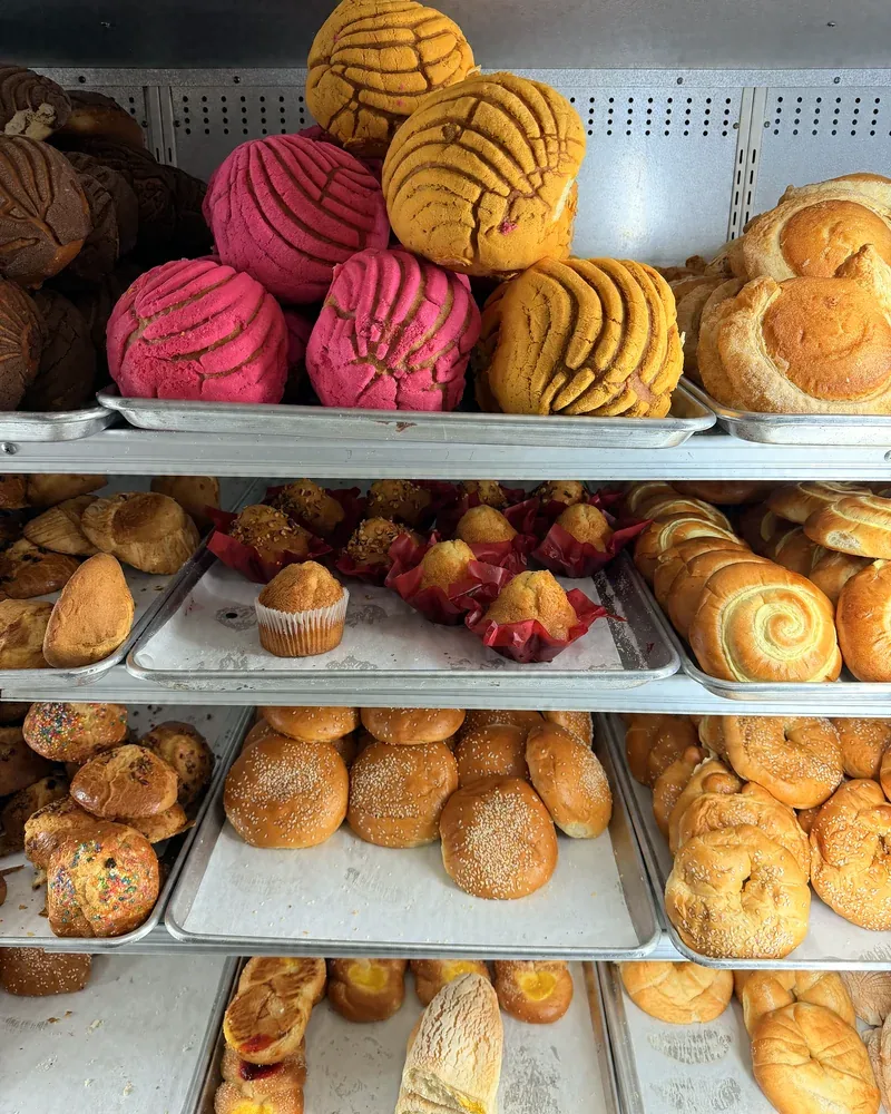 Pan dulce case at the panadería